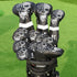 mytag Golf Skull Skeleton Head Cover - Black Leather Headcovers Set for Driver, Fairway Wood, Hybrid, Putter
