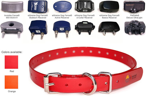 Heavy Duty Red 3/4" TPU Coated Nylon Replacement Dog Collar Strap with Metal Buckle for Shock, Bark, Electric +