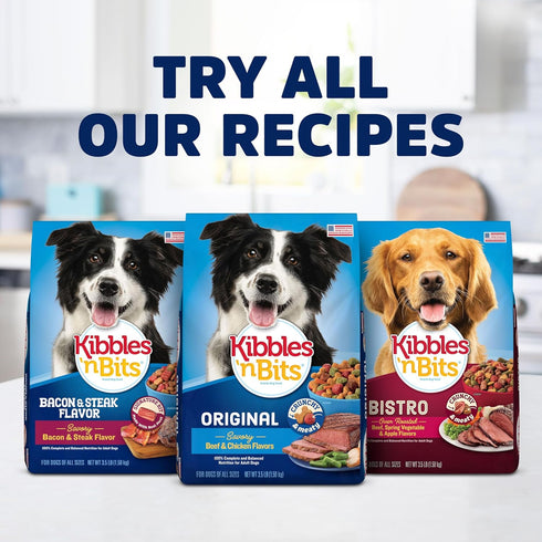 Kibbles 'n Bits Mini Bits Small Breed Dry Dog Food, Savory Bacon & Steak Flavor, 3.5 lb. Bag