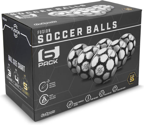6 Pack GoSports Fusion Soccer Ball with Premium Pump - Choose Your Size