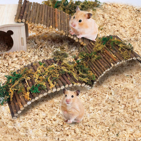 PINVNBY 2 PCS Hamster Toys - Wooden Ladder Bridge Tunnel Hide for Guinea Pigs and Small Animals