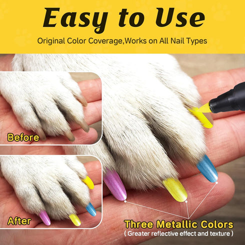 Dog Nail Polish Pens - Quick Dry, 12 Colors Safe Dog Nail Polish Set for DIY Pretty Nails, Non-Toxic, Pet Nail