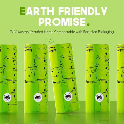 10% T51-800 60 Certified Home Compostable Cat Litter Bags For Poop - to Charity - Cornstarch-Based - For Cleaning Up