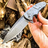 MADSABRE Wolf Pattern Folding Pocket Knife - Stone Washed Steel Handle, Liner Lock for Outdoor Camping and Hunting