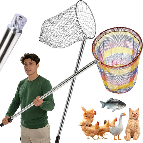 2 Sets Chicken Catching Net with 2 Poles 2 Nets Extra Durable