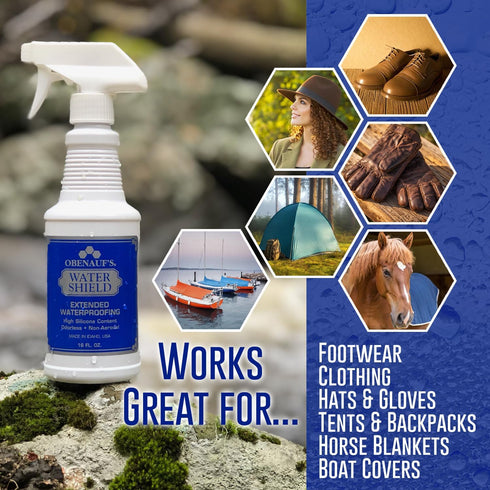 Obenauf's Water Shield Odorless Waterproofing Spray for Fabrics and Leather, 8oz Bottle