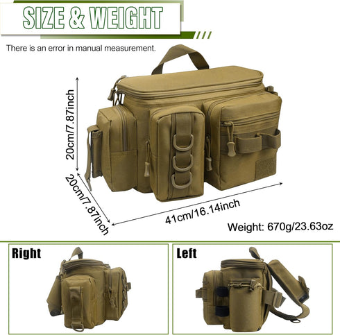 Fishing Tackle Bag, Portable Crossbody Fishing Sling Bag with Waist Strap for Outdoor Fishing Gear Storage