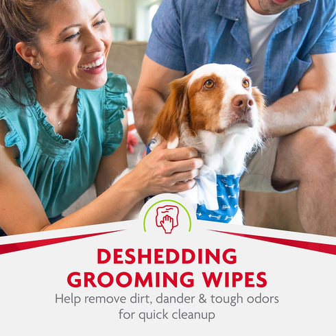 Furminator DeShedding Grooming Wipes for Dogs, Refresh & Deodorize Coat Without Bathing, 100 Count