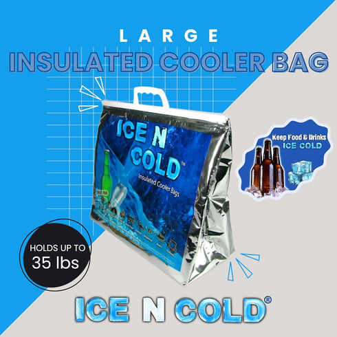 35 lbs (Pack 1) ICE N COLD Insulated Cooler Bag - Large Capacity of | Lightweight, Soft, Collapsible | Ideal