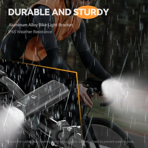 VICTAGEN Rechargeable Bike Lights Set, Front and Rear, 8500lm High Brightness Safety Lights for Night Riding