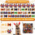 Weewooday 70 Pieces Dogs Hair Dog Bows with Rubber Band Dog Bowtie Pet Hair Accessories Puppy Bowknot Topknot Pet Grooming Bows for Independence Day Christmas Small Puppy Decor(Stylish Style)