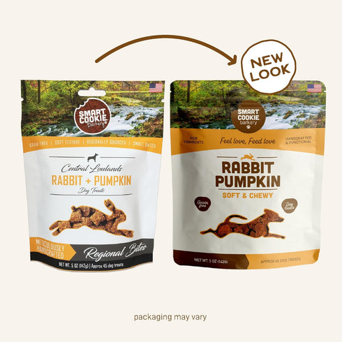 Smart Cookie All Natural Dog Treats - Rabbit & Pumpkin, Grain Free, Soft Chewy Treats for Dogs & Puppies with Allergies