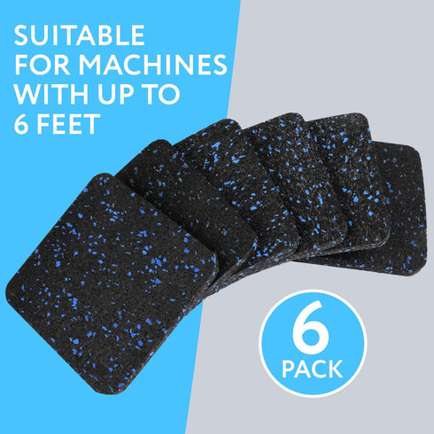 IMPRESA 6 Pack Exercise Equipment Mat 4"x 4"x 0.5" Pads - Treadmill Mat for Carpet Protection