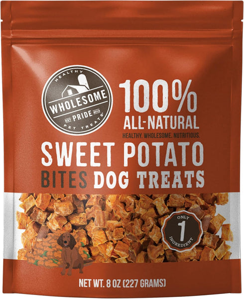 Wholesome Pride 100% All-Natural Sweet Potato Bites Dog Treats, 8 oz