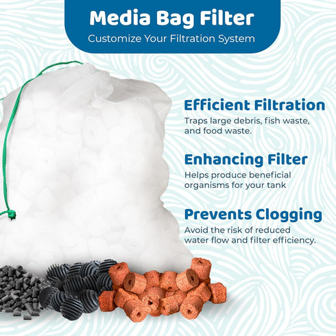 SunGrow Media Filter Bags - 10 Pcs White Mesh Nylon Pouch for Aquarium Active Carbon & Bio Rings