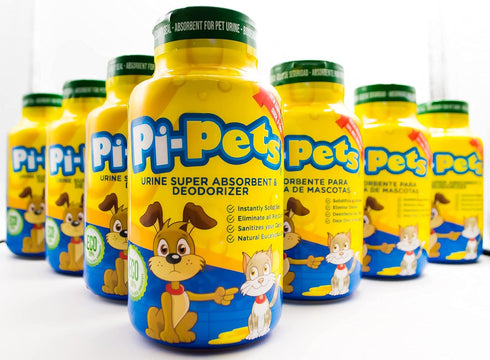 PI-Pets: Pet Urine Super Absorbent Solidifier & Deodorizer Powder Natural Eucalyptus Scent - Bio Gel Gelling Agent - Urine Odor Remover + Oxy Cleaning - 100% Eco Friendly 7.76 Oz PiPets