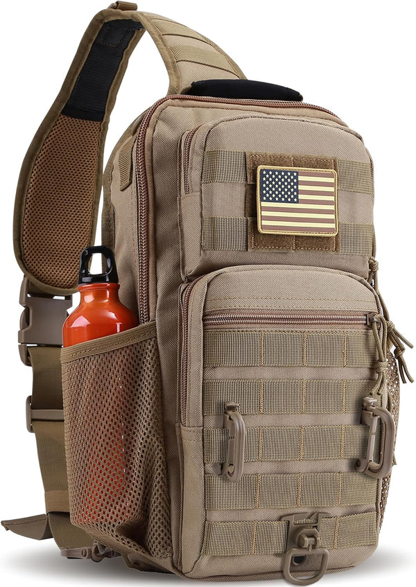 Rover Sling Pack Tactical Shoulder Sling Bag Backpack with Bottle Holder Crossbody