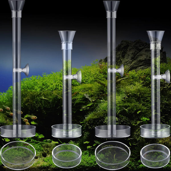 12 Pieces Shrimp Feeding Tube and Dish Set - 4 Acrylic Shrimp Feeding Tubes & Clear Bowls for Fish Tank Supplies