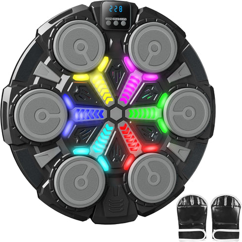 YOULEBITOYS Music Boxing Machine for Kids, Wall Punching Pad with Gloves, 3 Speed