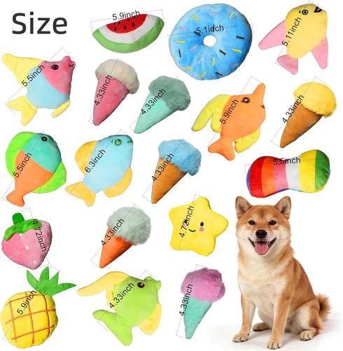 28Pcs Set Squeaky Dog Toys Bulk - Cute Small Dog Toys Plush Puppy Chew Toys for Small/Medium Dogs, Interactive Pet Toys
