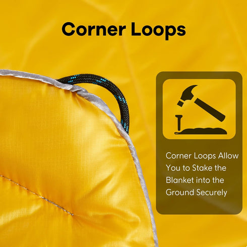 UNIKOME Lightweight Outdoor Packable Camping Blanket, Waterproof, Warm, 75"×52", Yellow