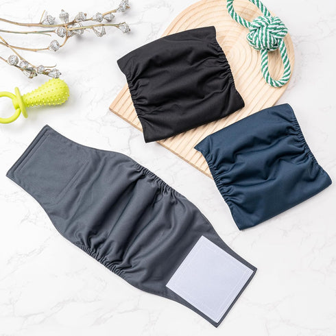 CADONO 1 Pack 3 Reusable Dog Diapers Washable Male Belly Bands for Dogs, High Absorbing Male Dog Doggie Puppy Wraps