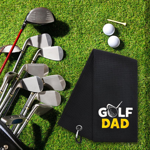 Hafhue Golf Dad Embroidered Golf Towel, Golf Accessories for Men, Birthday Gift for Dad, Retirement Gift for Golf Fan