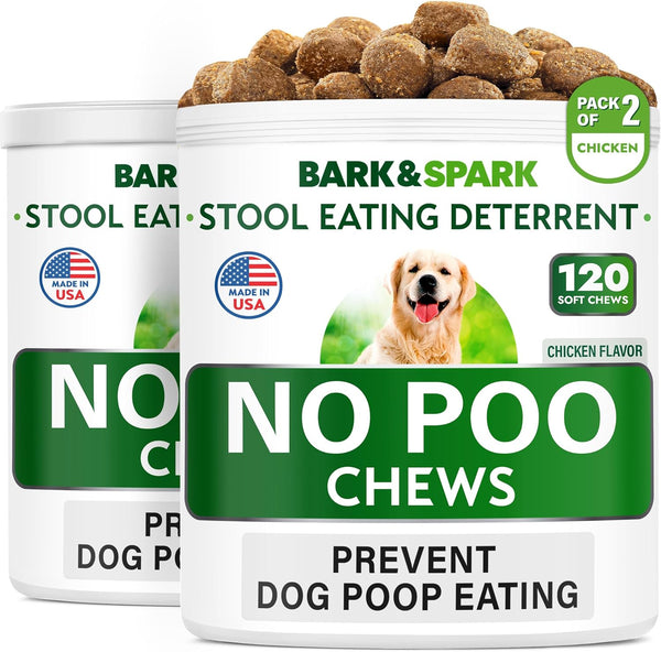 NO Poo Treats - Coprophagia Treatment for Dogs, Stool Eating Deterrent with Probiotics & Enzymes (240 Ct - Chicken)