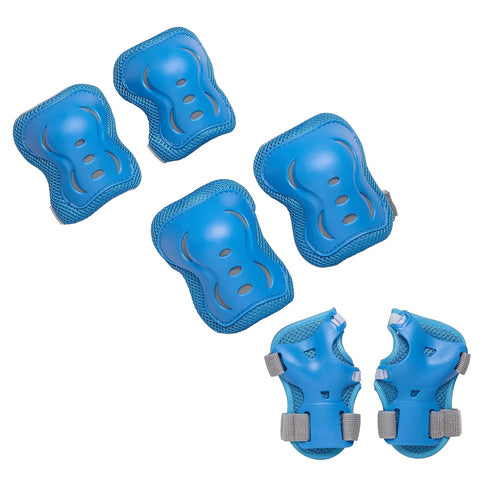 Kids/Youth Protective Gear Set, Knee Pads, Elbow Pads, Wrist Guards for Roller Skates, Skateboard, Blue