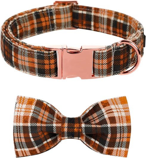 Lionet Paws Halloween Dog Collar with Bowtie, Adjustable Cotton Fall Bowtie Collar for Small Medium Dogs