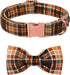 Lionet Paws Halloween Dog Collar with Bowtie, Adjustable Cotton Fall Bowtie Collar for Small Medium Dogs