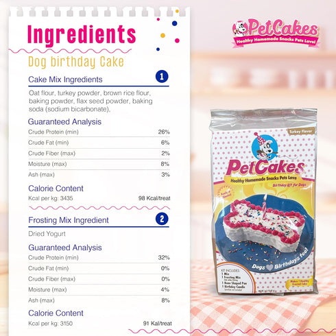 Dog Birthday Cake Kit - All Natural Treats - Puppy to Large Dogs, Turkey Flavor - 5.5 Oz