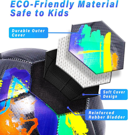 Size 4 Soccer Ball, Durable Construction for Kids, Teens, Boys, Girls, Youth Soccer Players Training Gifts