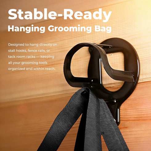 Amouu 9-Piece SteadyRide Pro - Professional Horse Grooming Kit - Stable-Ready Hanging Bag with Ergonomic Pro-Grip