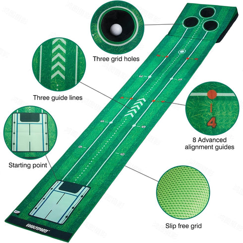 3 New Portable Golf Putting Mat, Mini Golf - Putting Green Indoor + Putting Green Outdoor - Putting Mat with Balls +