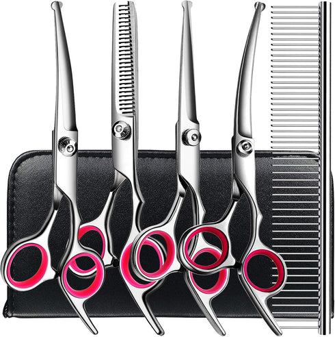 TINMARDA 6 in1 Professional Dog Grooming Scissors Kit, Dog Shears for Grooming with