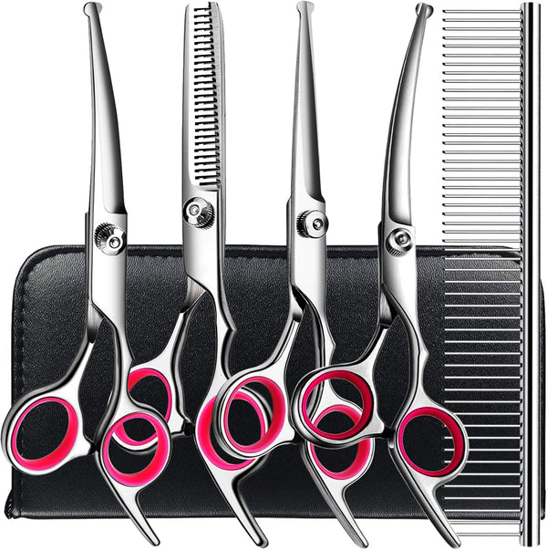 TINMARDA 6 in1 Professional Dog Grooming Scissors Kit, Dog Shears for Grooming with