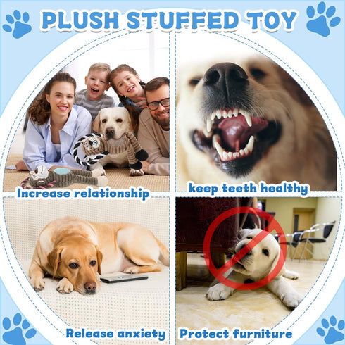 Honoson 9 Pcs Squeaky Plush Dog Toys - Durable Soft Teething Toys for Small Medium Dogs (Cute Animal)