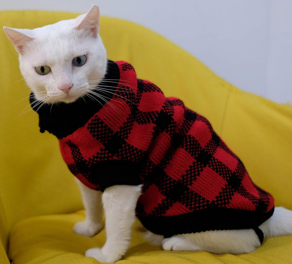 Turtleneck Dog Argyle Sweater for Medium Dogs
