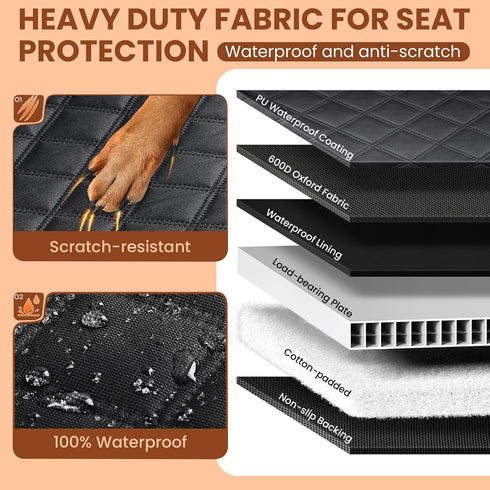 400lbs, Hammock A-Pce Dog Car Seat Cover for Back Seat, Hard Bottom Back Seat Extender for Dogs, Back Seat Pet Cover