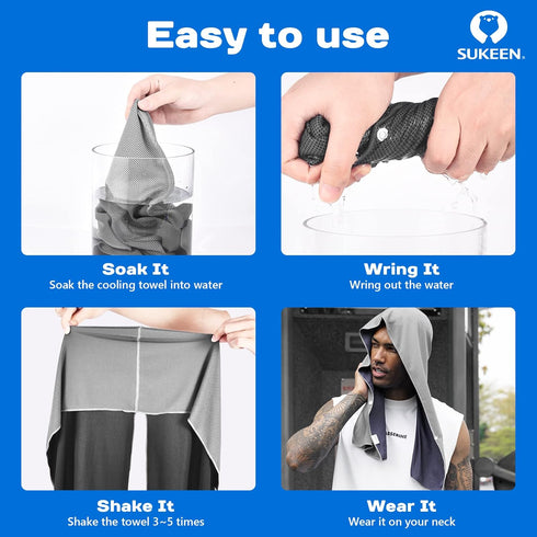 Sukeen Cooling Hoodie Towel, Absorbent Quick-Drying Cooling Towels for Neck and Face, UV Sun Protection