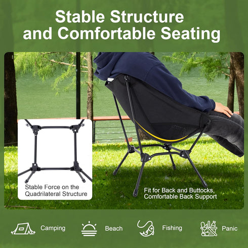 600D Backpacking Camping Chair Portable Lightweight Camping Chairs for Adults Foldable Oxford Ultralight Chair