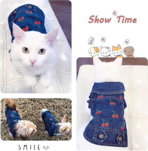 SILD Pet Clothes Dog Jeans Jacket, Cool Blue Denim Coat for Small Medium Dogs, Classic Puppy Hoodies