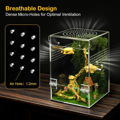 Jumping Spider Enclosure Kit,Escape Proof Reptile Tank,Praying Mantis Terrariums,Transparent Acrylic Bug