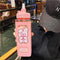 Kawaii Bear Water Bottle With Straw, Portable Square Drinking Bottle for Girl, Cute Juice Tea Water Cups (700ml, Pink)