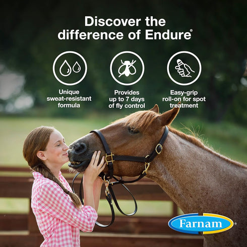 Farnam Endure Roll-On Fly Repellent for Horses, 3 Ounces, for Sensitive Areas