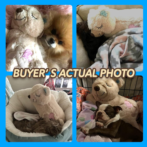 PetPrime Dog Plush Toy, Heart Beat Puppy Plush Bear with Warmer Bag, Soft Anxiety Relief Toy for Dogs