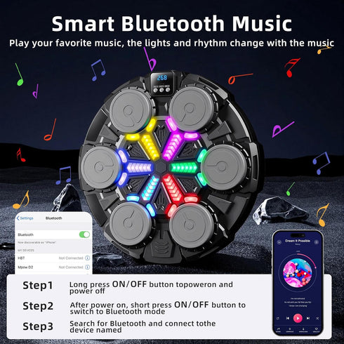 HANQUAN 3-12 Upgraded Music Boxing Machine for Kids and Adults, Bluetooth Wall Mounted Punching Pad with Gloves,Rhythm
