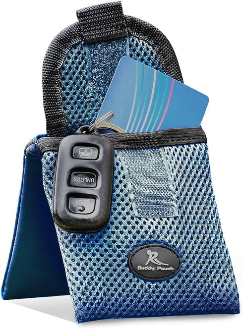 Running Buddy Magnetic Buddy Pouch - 3.75" x 4" Blue, Water-Resistant & Magnetic Closure