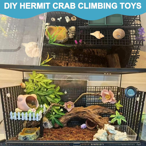 4 Pcs DIY Hermit Crab Climbing Toys | Hermit Crabs Climbing Wall & Platform with Ladder | Hermit Crab Tank Accessories